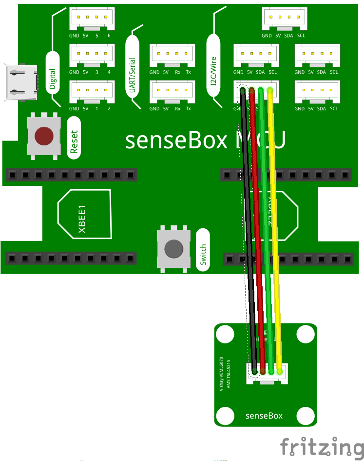 Belichtungs- und UV-Sensor angeschlossen über I2C-Port